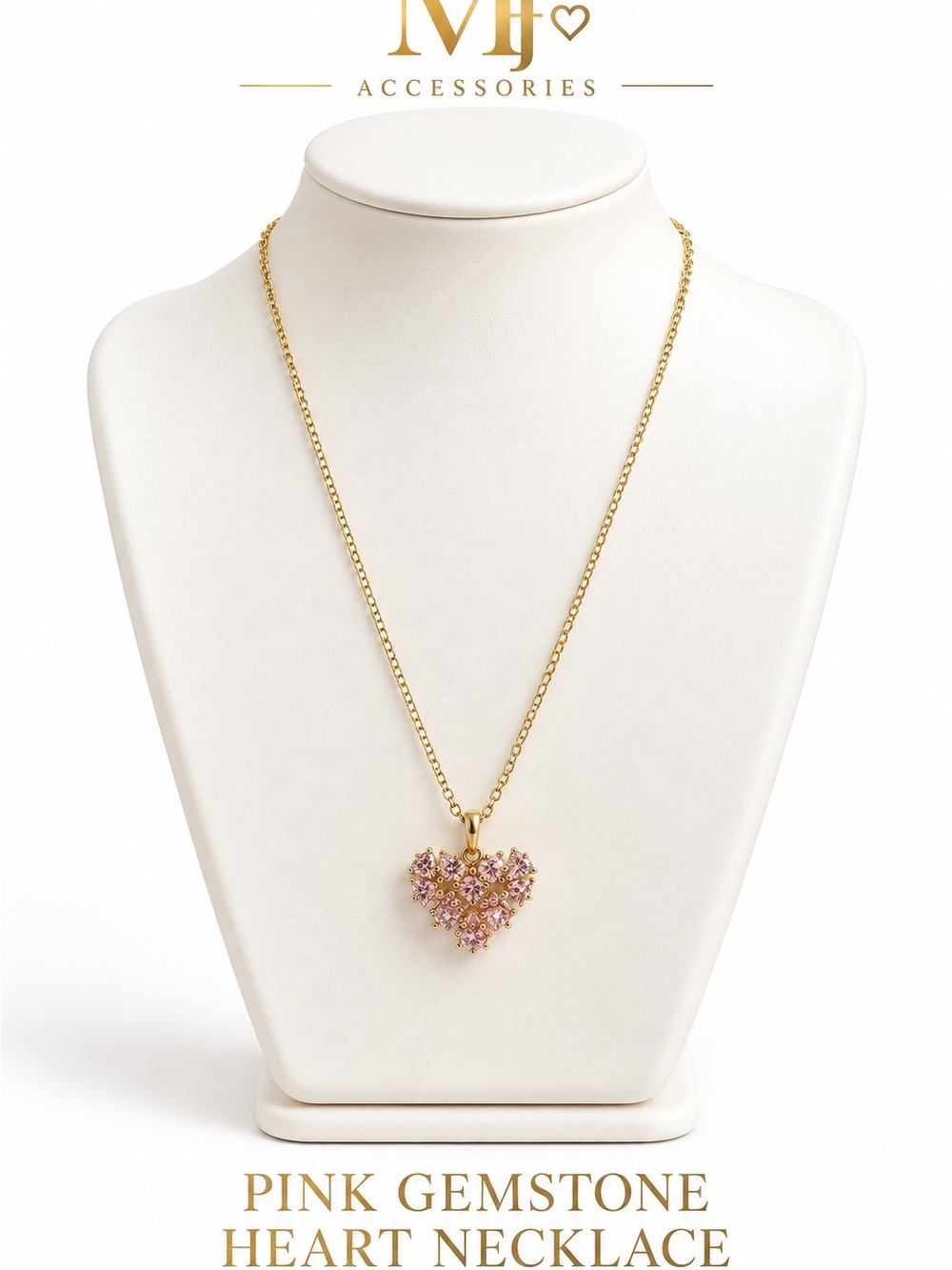 Pink Gemstone Heart Necklace